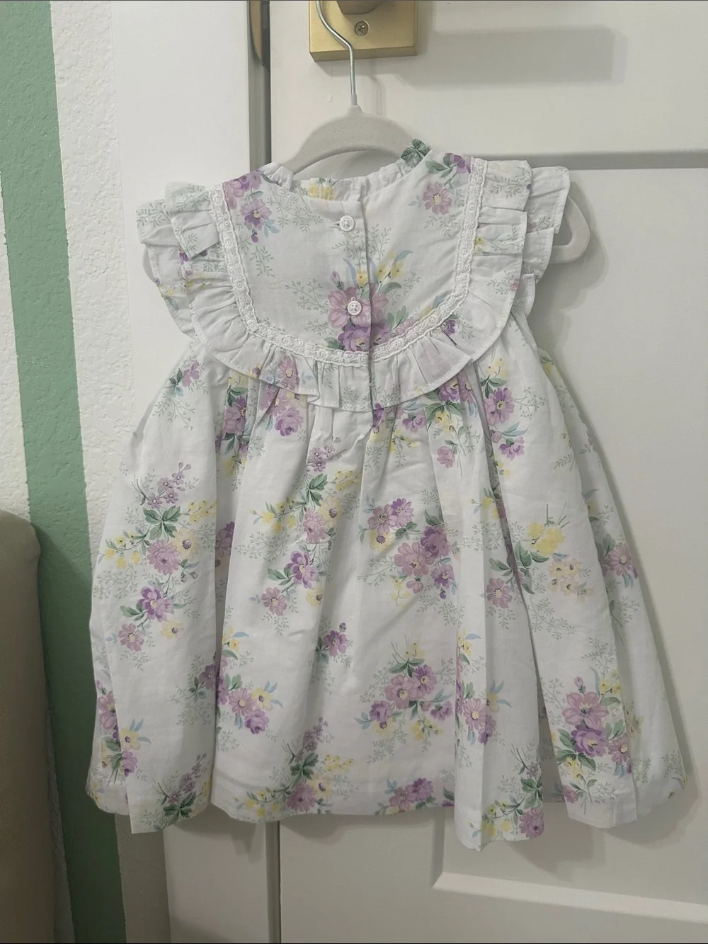 Janie and Jack White Floral Ruffle Dress - Lavender & Yellow